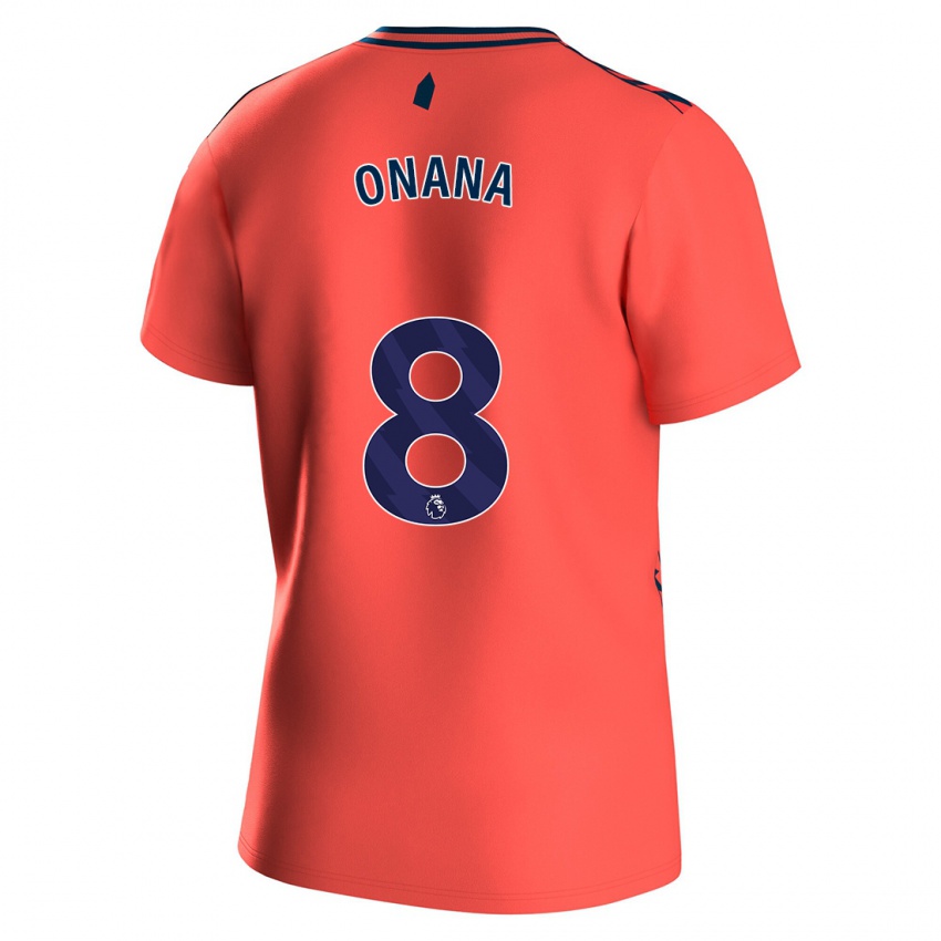 Donna Maglia Amadou Onana #8 Corallo Kit Gara Away 2023/24 Maglietta