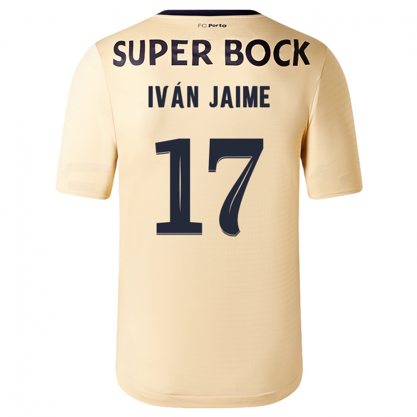 Donna Maglia Iván Jaime #17 Beige-Dorato Kit Gara Away 2023/24 Maglietta