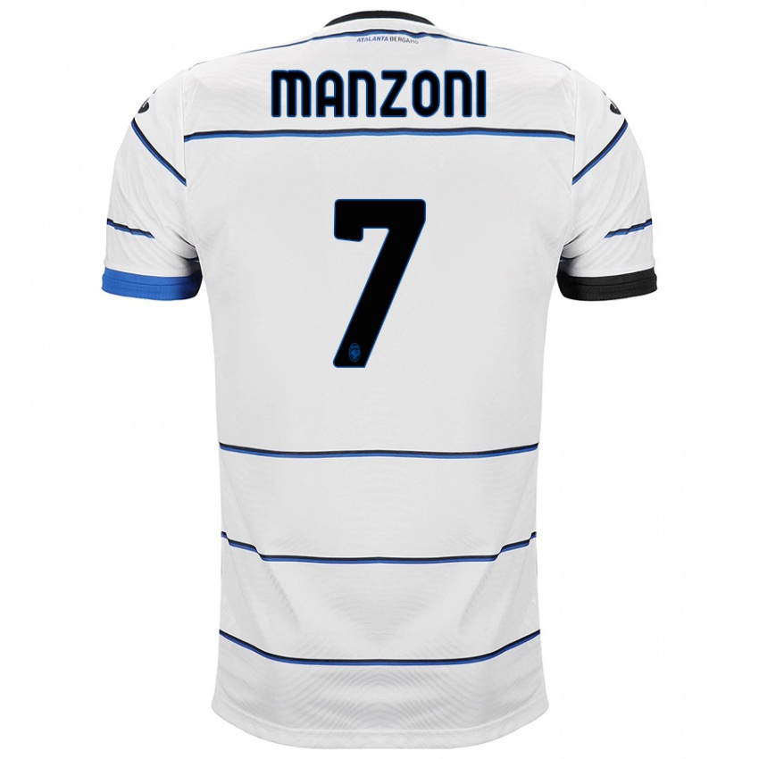 Donna Maglia Alberto Manzoni #7 Bianco Kit Gara Away 2023/24 Maglietta