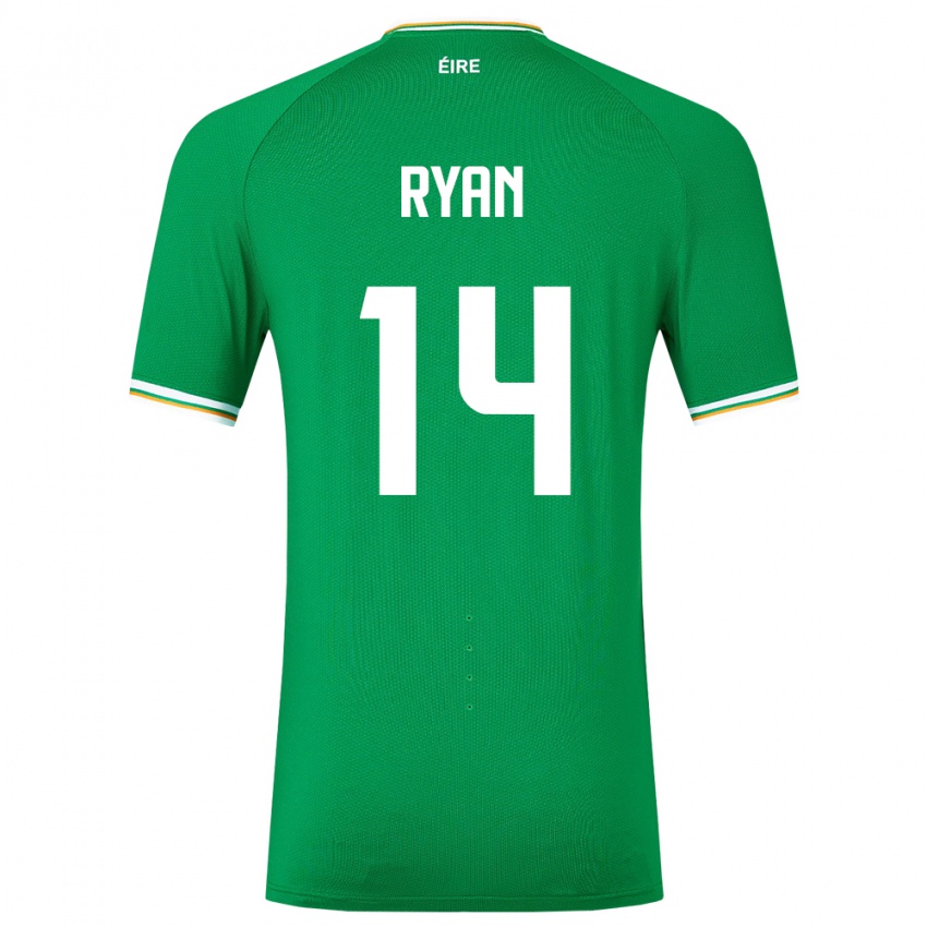 Bambino Maglia Irlanda John Ryan #14 Verde Kit Gara Home 24-26 Maglietta