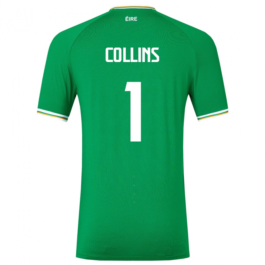 Bambino Maglia Irlanda Joe Collins #1 Verde Kit Gara Home 24-26 Maglietta