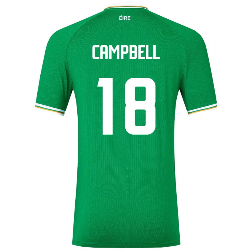 Bambino Maglia Irlanda Megan Campbell #18 Verde Kit Gara Home 24-26 Maglietta