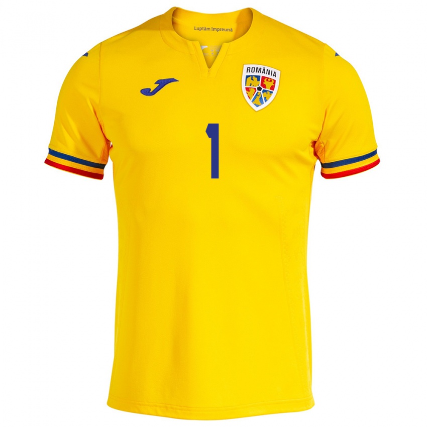 Bambino Maglia Romania Robert Popa #1 Giallo Kit Gara Home 24-26 Maglietta