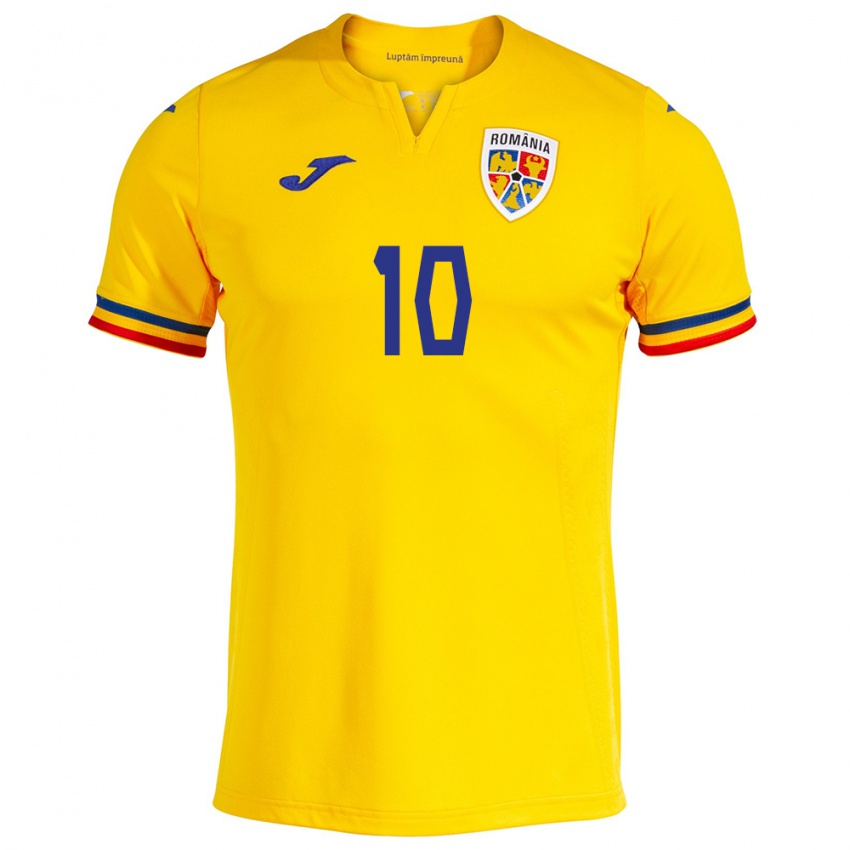 Bambino Maglia Romania Nicolae Stanciu #10 Giallo Kit Gara Home 24-26 Maglietta