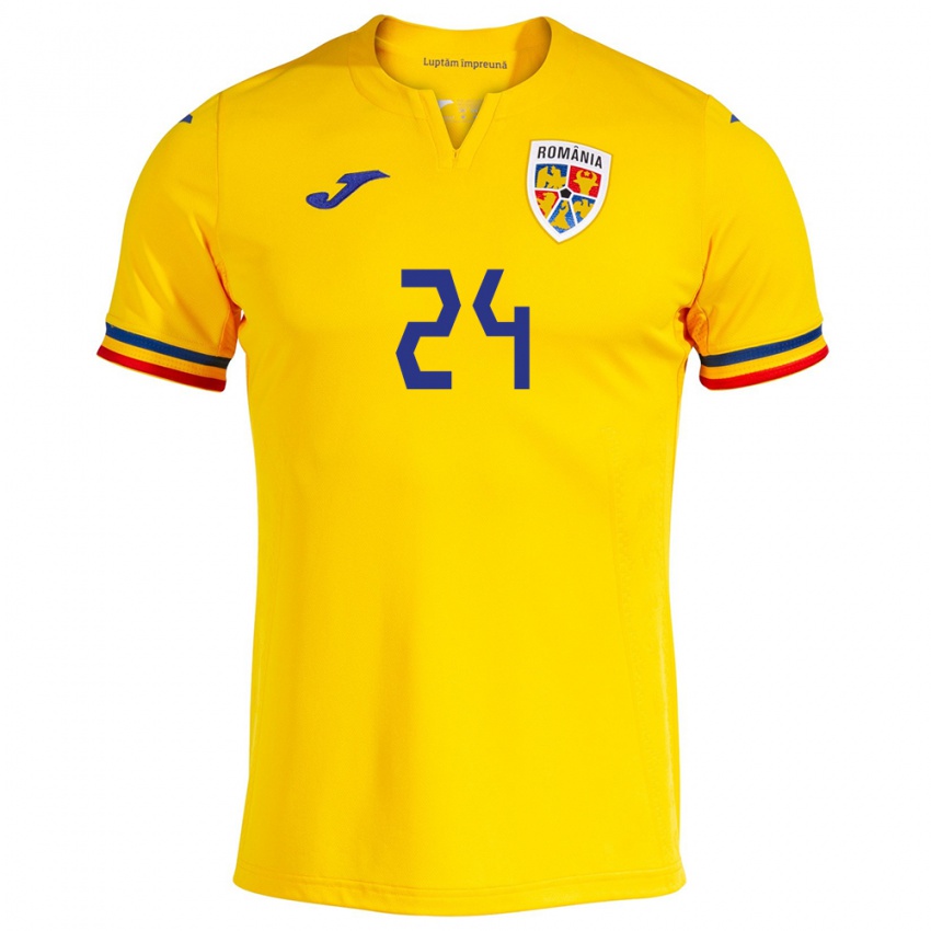 Bambino Maglia Romania Mădălina Tătar #24 Giallo Kit Gara Home 24-26 Maglietta