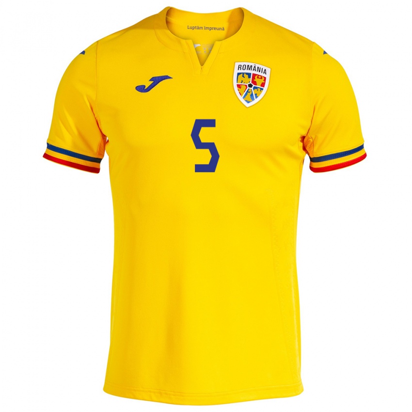 Bambino Maglia Romania Vladimir Screciu #5 Giallo Kit Gara Home 24-26 Maglietta