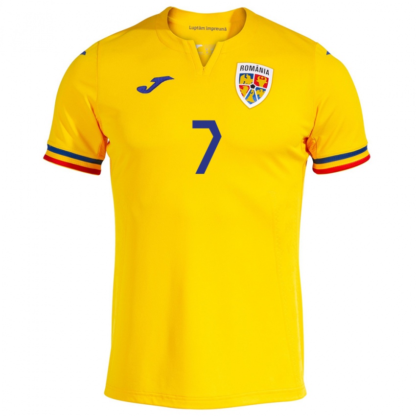 Bambino Maglia Romania Denis Alibec #7 Giallo Kit Gara Home 24-26 Maglietta