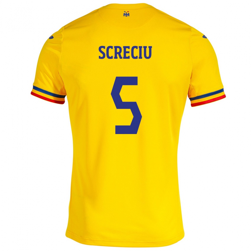 Bambino Maglia Romania Vladimir Screciu #5 Giallo Kit Gara Home 24-26 Maglietta