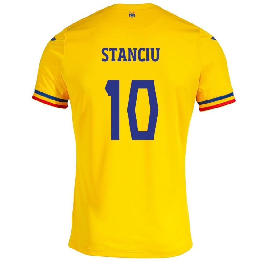 Bambino Maglia Romania Nicolae Stanciu #10 Giallo Kit Gara Home 24-26 Maglietta