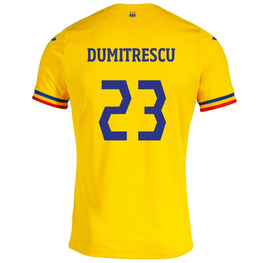 Bambino Maglia Romania Andres Dumitrescu #23 Giallo Kit Gara Home 24-26 Maglietta