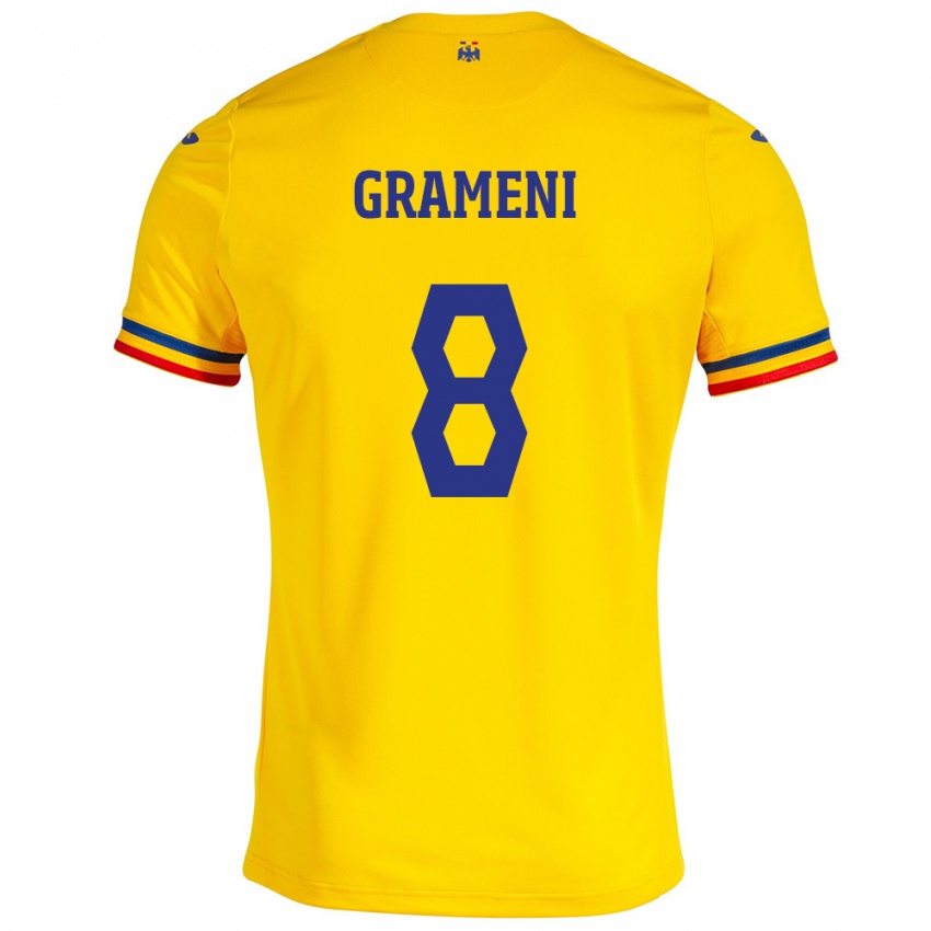 Bambino Maglia Romania Constantin Grameni #8 Giallo Kit Gara Home 24-26 Maglietta