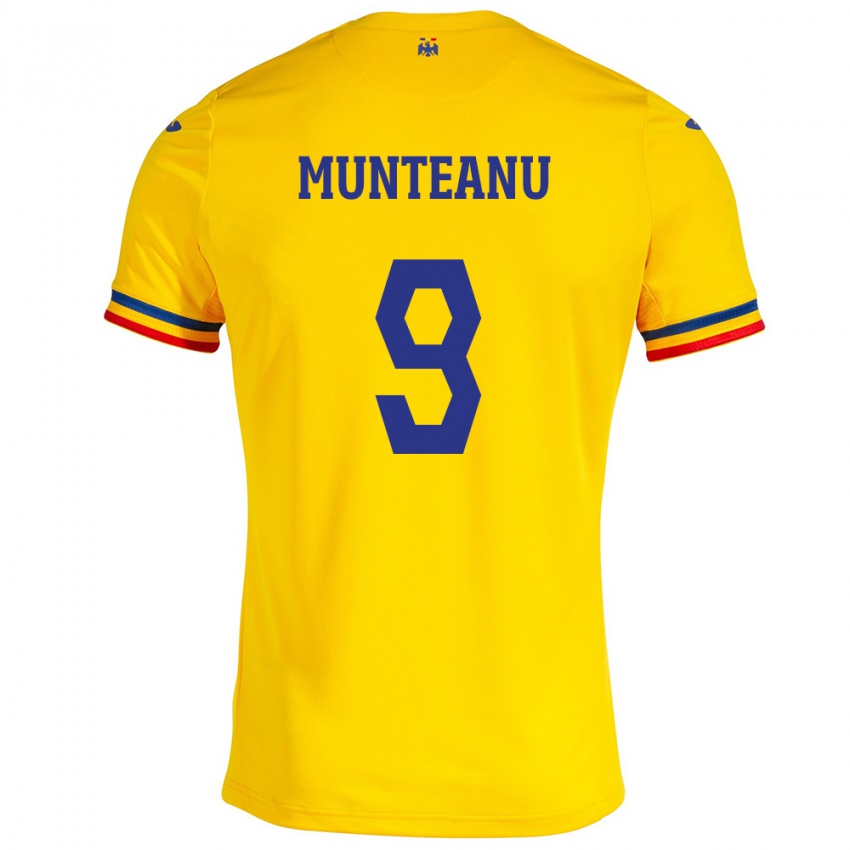 Bambino Maglia Romania Louis Munteanu #9 Giallo Kit Gara Home 24-26 Maglietta