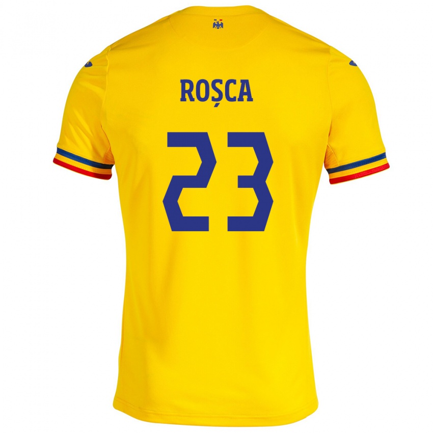 Bambino Maglia Romania Alexandru Roșca #23 Giallo Kit Gara Home 24-26 Maglietta