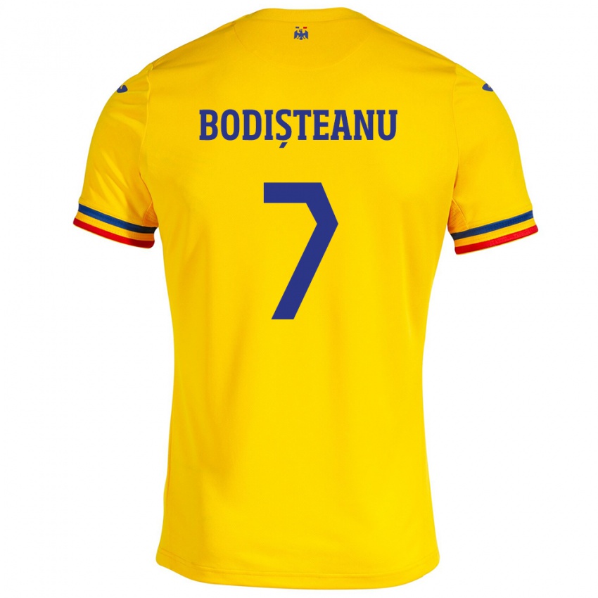 Bambino Maglia Romania Ștefan Bodișteanu #7 Giallo Kit Gara Home 24-26 Maglietta