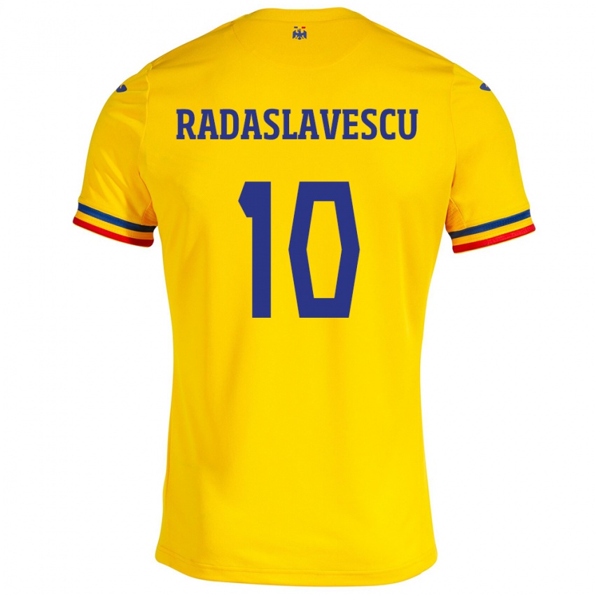 Bambino Maglia Romania Eduard Radaslavescu #10 Giallo Kit Gara Home 24-26 Maglietta