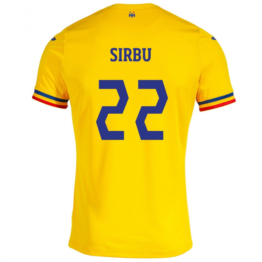 Bambino Maglia Romania Dan Sîrbu #22 Giallo Kit Gara Home 24-26 Maglietta