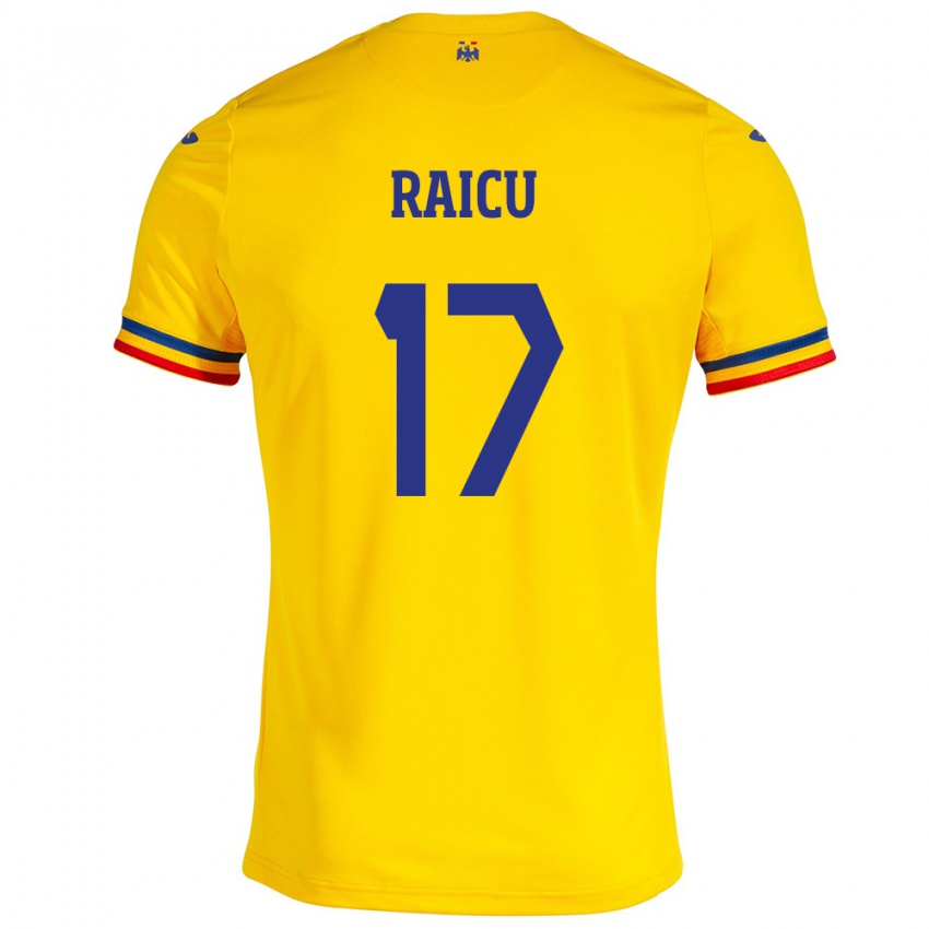 Bambino Maglia Romania Alin Raicu #17 Giallo Kit Gara Home 24-26 Maglietta