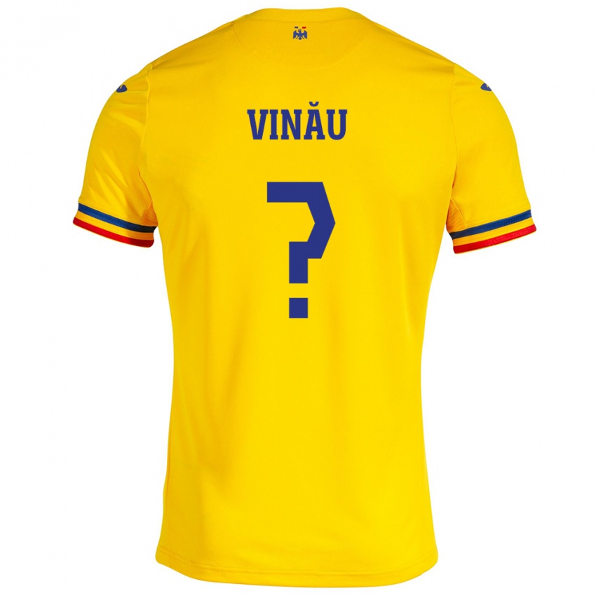 Bambino Maglia Romania Eric Vînău #0 Giallo Kit Gara Home 24-26 Maglietta