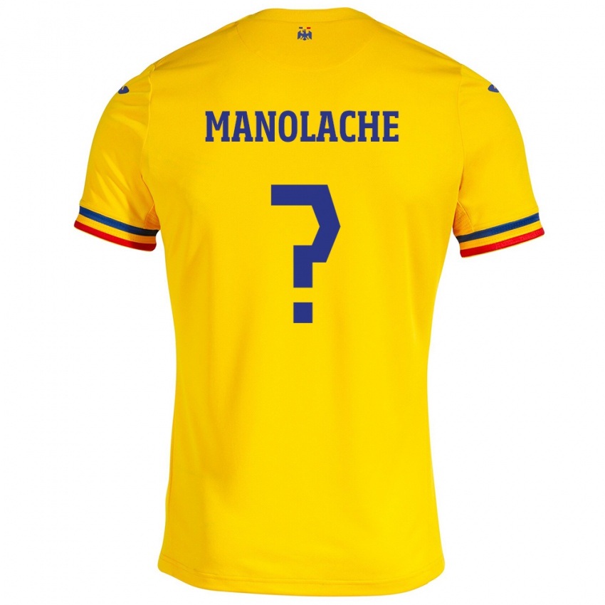 Bambino Maglia Romania Luca Manolache #0 Giallo Kit Gara Home 24-26 Maglietta