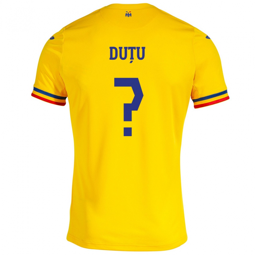 Bambino Maglia Romania Matteo Duțu #0 Giallo Kit Gara Home 24-26 Maglietta