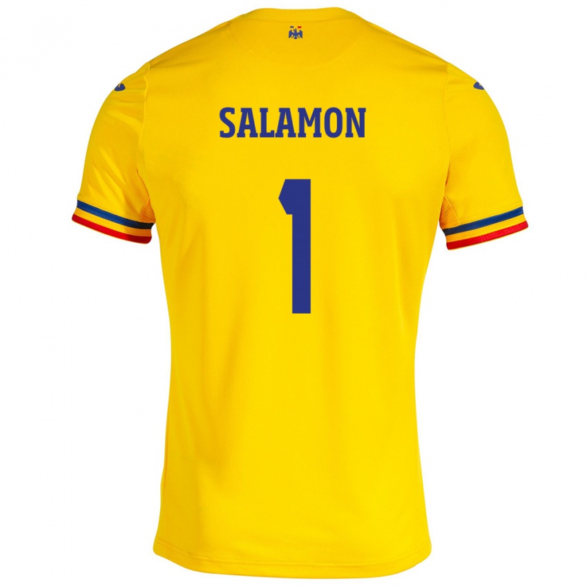 Bambino Maglia Romania Szidonia Salamon #1 Giallo Kit Gara Home 24-26 Maglietta