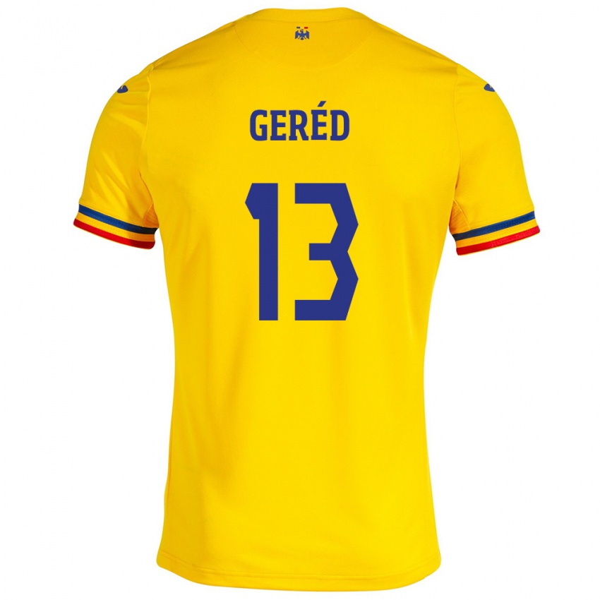 Bambino Maglia Romania Erika Geréd #13 Giallo Kit Gara Home 24-26 Maglietta