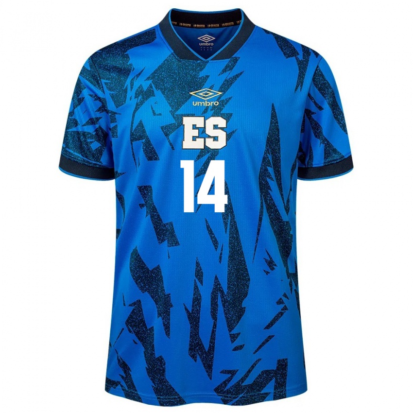 Bambino Maglia El Salvador Juan Sánchez #14 Blu Kit Gara Home 24-26 Maglietta