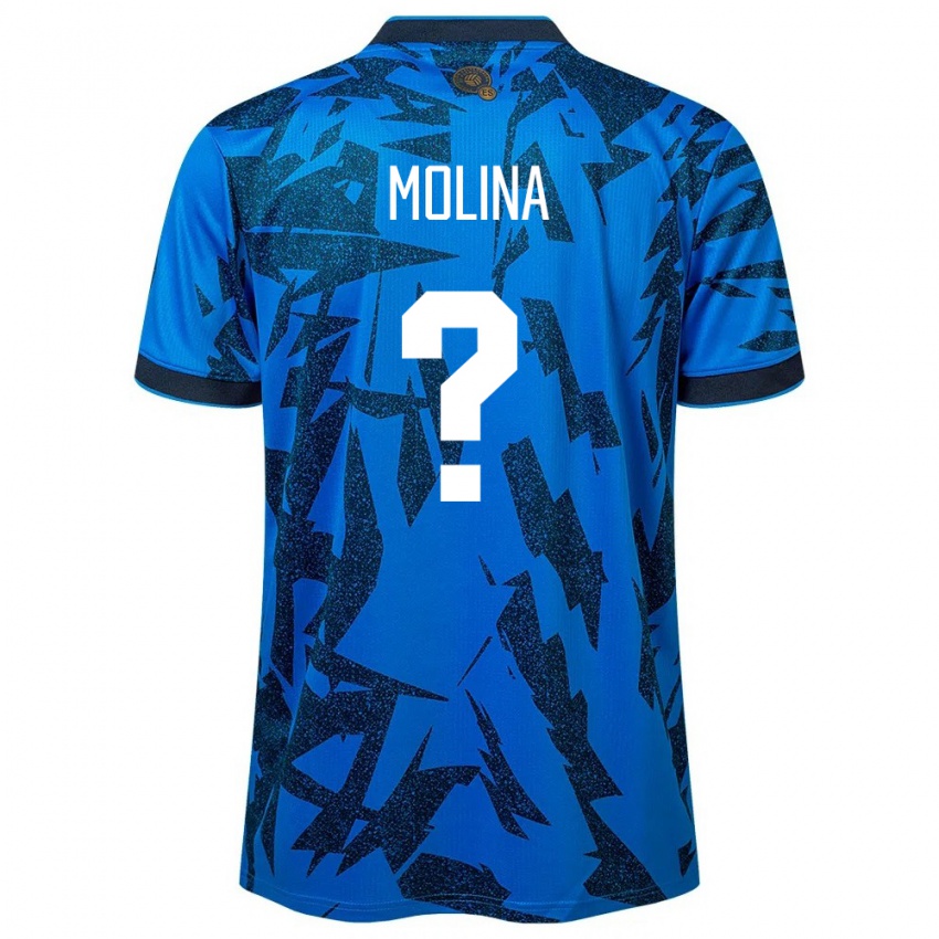 Bambino Maglia El Salvador William Molina #0 Blu Kit Gara Home 24-26 Maglietta