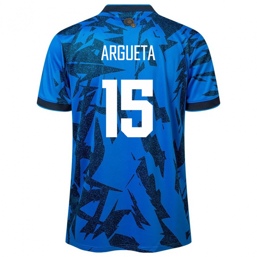Bambino Maglia El Salvador Germán Argueta #15 Blu Kit Gara Home 24-26 Maglietta