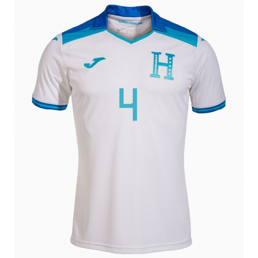 Bambino Maglia Honduras Brayan Vaquedano #4 Bianco Kit Gara Home 24-26 Maglietta