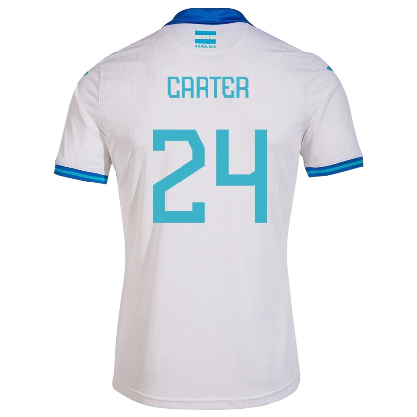 Bambino Maglia Honduras Daniel Carter #24 Bianco Kit Gara Home 24-26 Maglietta