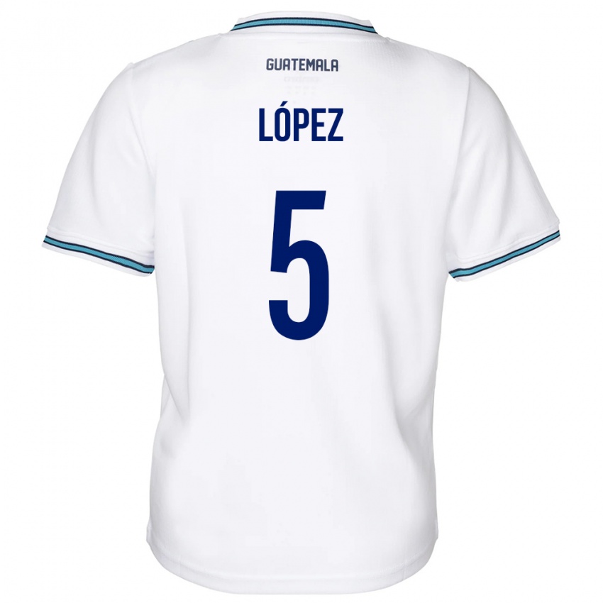 Bambino Maglia Guatemala Jeffery López #5 Bianco Kit Gara Home 24-26 Maglietta