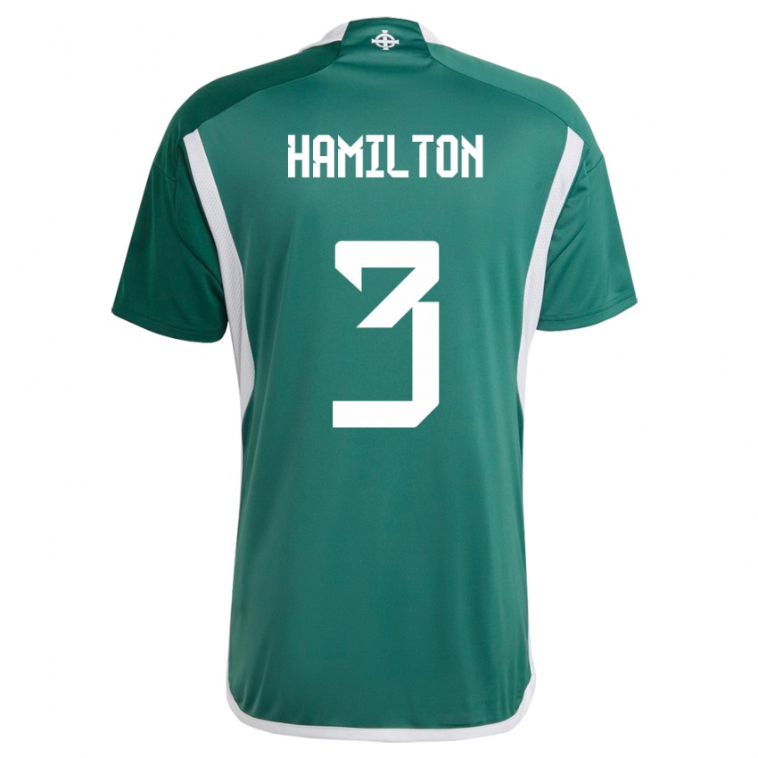 Bambino Maglia Irlanda Del Nord Brendan Hamilton #3 Verde Kit Gara Home 24-26 Maglietta