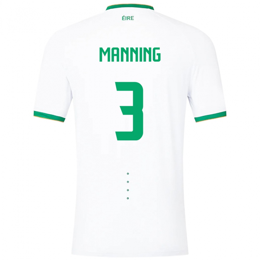 Bambino Maglia Irlanda Ryan Manning #3 Bianco Kit Gara Away 24-26 Maglietta