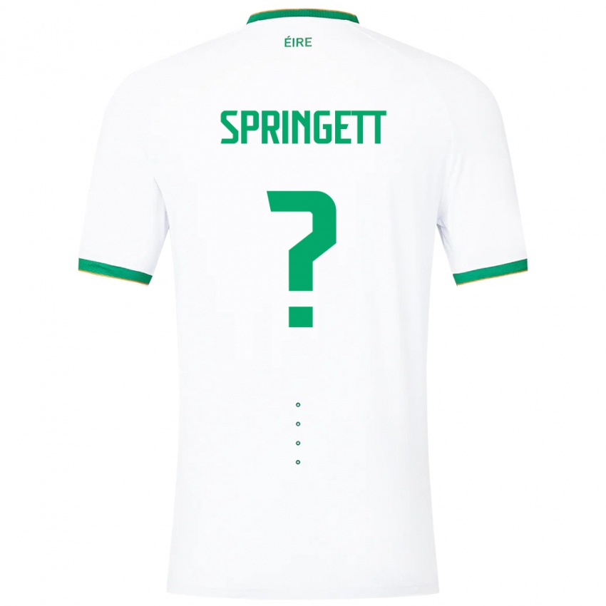 Bambino Maglia Irlanda Tony Springett #0 Bianco Kit Gara Away 24-26 Maglietta