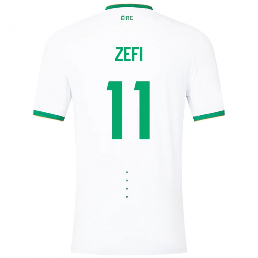 Bambino Maglia Irlanda Kevin Zefi #11 Bianco Kit Gara Away 24-26 Maglietta