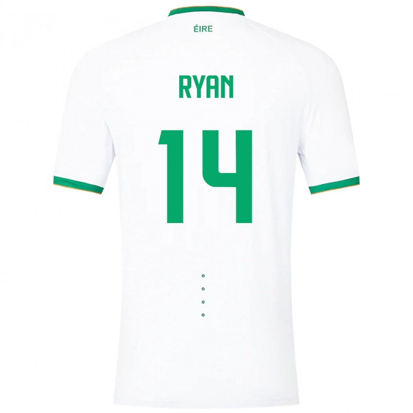 Bambino Maglia Irlanda John Ryan #14 Bianco Kit Gara Away 24-26 Maglietta