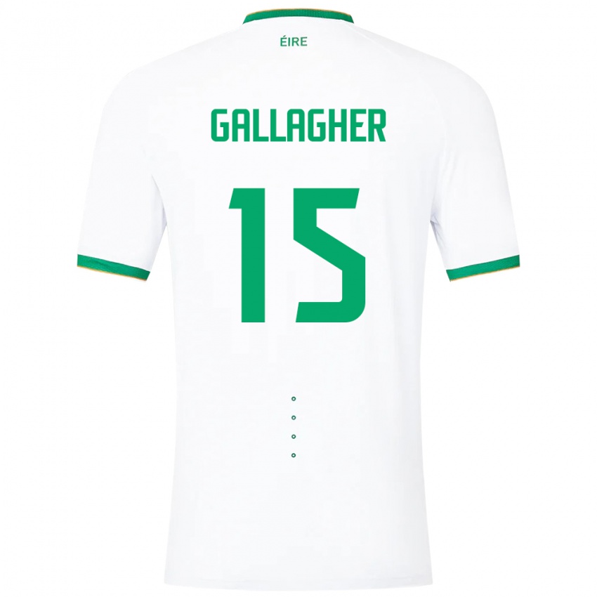 Bambino Maglia Irlanda Oisín Gallagher #15 Bianco Kit Gara Away 24-26 Maglietta