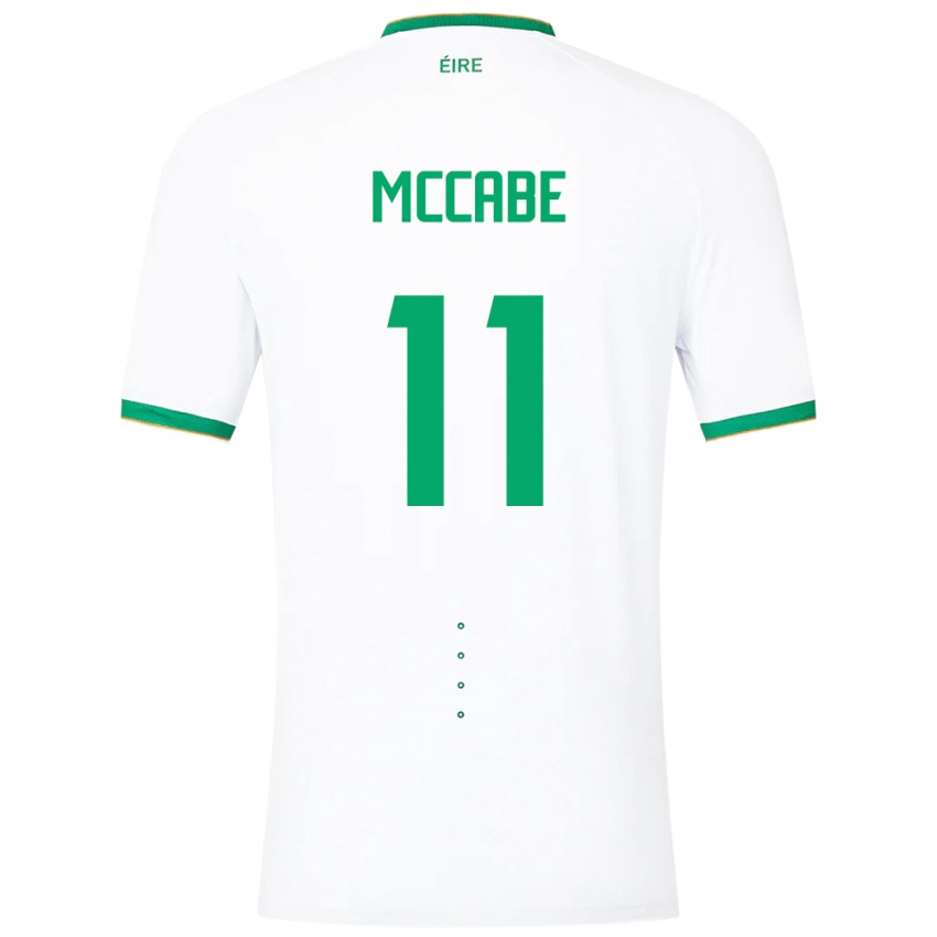 Bambino Maglia Irlanda Katie Mccabe #11 Bianco Kit Gara Away 24-26 Maglietta