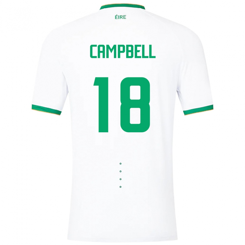 Bambino Maglia Irlanda Megan Campbell #18 Bianco Kit Gara Away 24-26 Maglietta