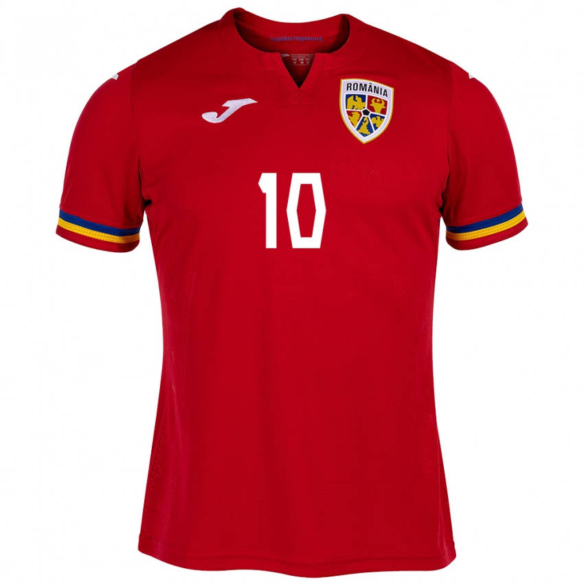 Bambino Maglia Romania Nicolae Stanciu #10 Rosso Kit Gara Away 24-26 Maglietta