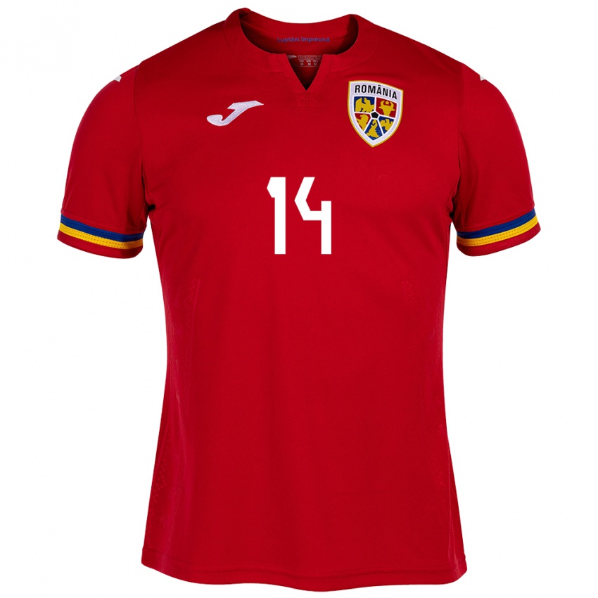 Bambino Maglia Romania Ianis Hagi #14 Rosso Kit Gara Away 24-26 Maglietta