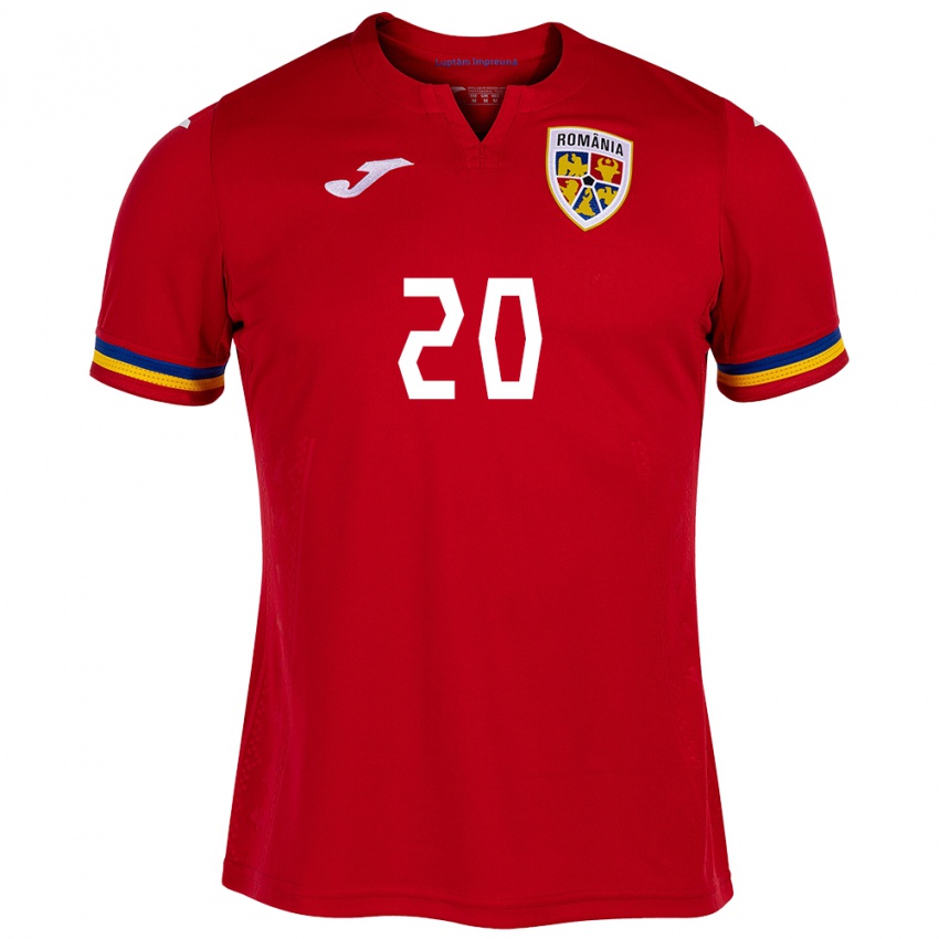 Bambino Maglia Romania Alexandru Musi #20 Rosso Kit Gara Away 24-26 Maglietta