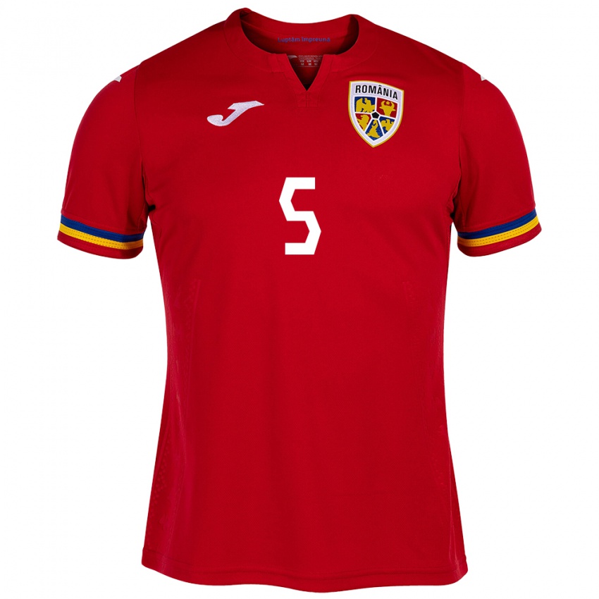 Bambino Maglia Romania Gabriel Dănuleasă #5 Rosso Kit Gara Away 24-26 Maglietta