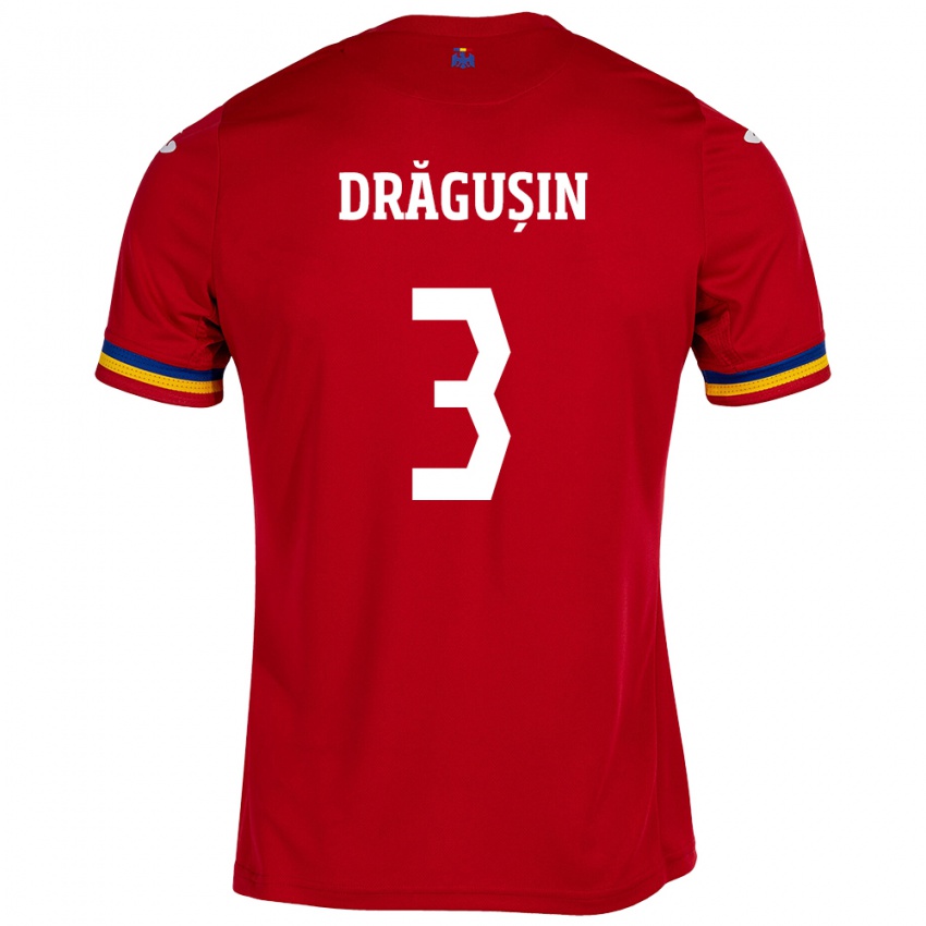 Bambino Maglia Romania Radu Drăgușin #3 Rosso Kit Gara Away 24-26 Maglietta