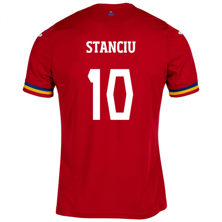 Bambino Maglia Romania Nicolae Stanciu #10 Rosso Kit Gara Away 24-26 Maglietta