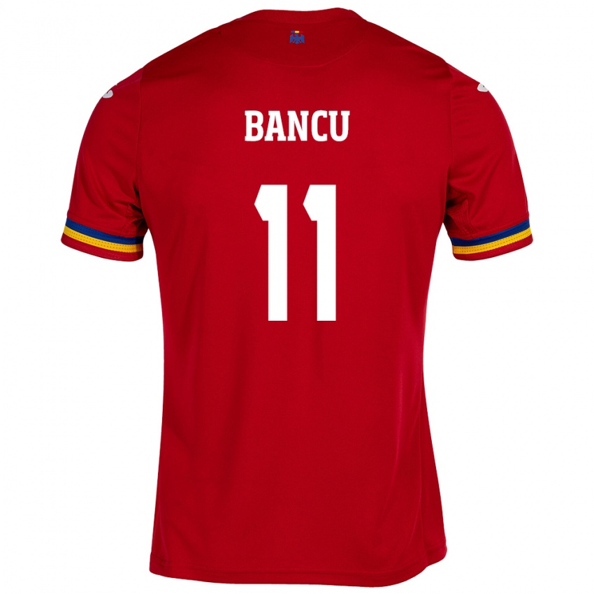 Bambino Maglia Romania Nicuşor Bancu #11 Rosso Kit Gara Away 24-26 Maglietta