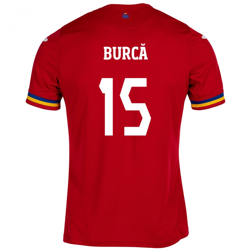 Bambino Maglia Romania Andrei Burcă #15 Rosso Kit Gara Away 24-26 Maglietta