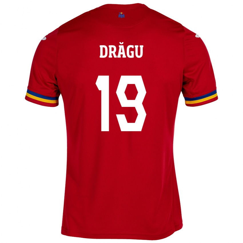 Bambino Maglia Romania Denis Drăguş #19 Rosso Kit Gara Away 24-26 Maglietta