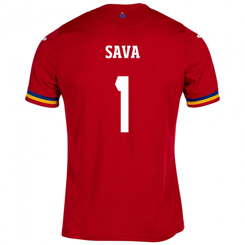 Bambino Maglia Romania Răzvan Sava #1 Rosso Kit Gara Away 24-26 Maglietta